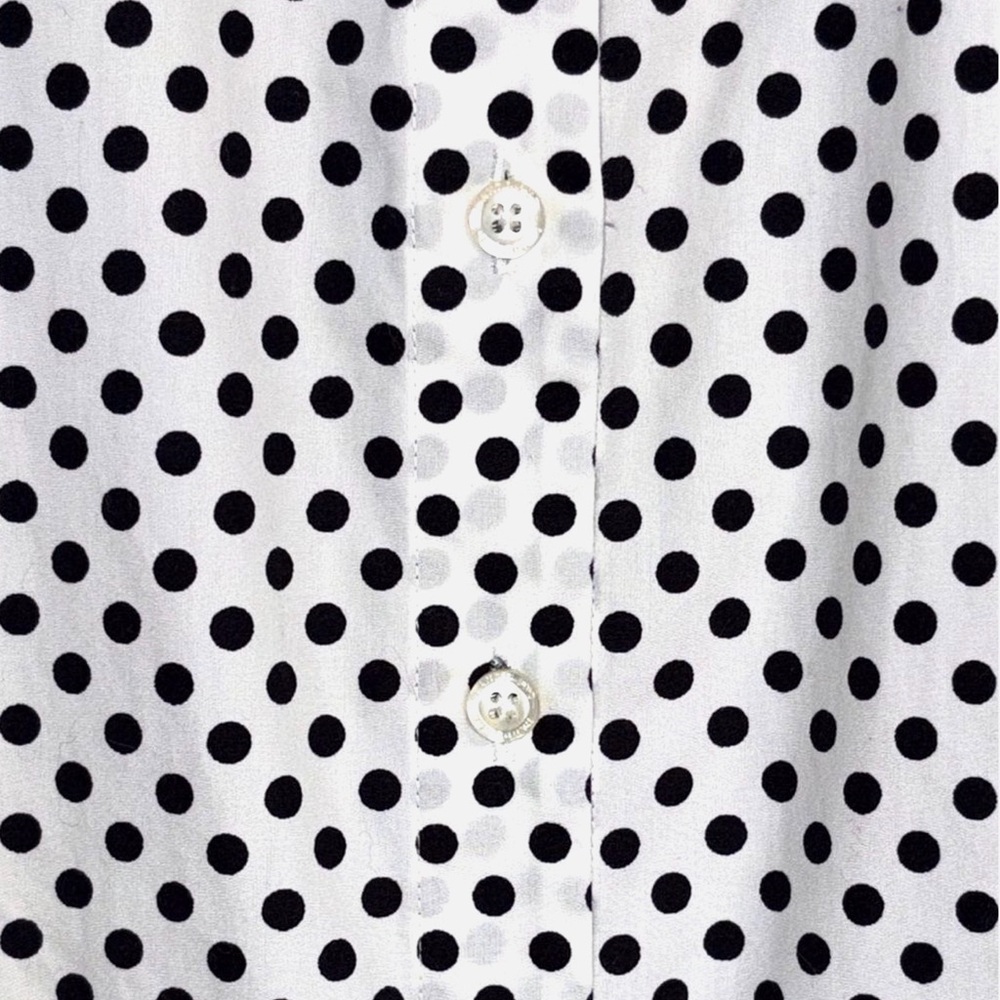 Lands’ End 18 Petite Sleeveless Button Front Blouse Black White Polka Dot - Picture 3 of 9